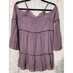 Staring At Stars Off Shoulder Fairy Blouse‎ Womens S Romantic Bell Sleeve Purple